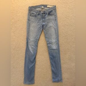 Rag & Bone Skinny Harbour Distressed Light Blue Wash Jeans Size 27
